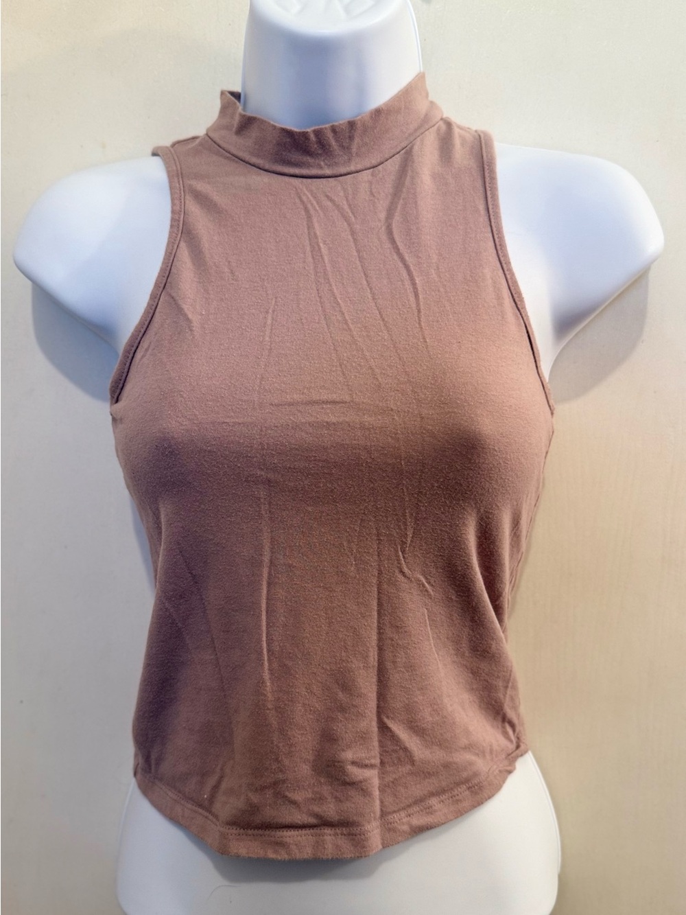 Full Tilt Mauve-Taupe Mock Neck Cropped Tank